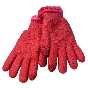Nordstrom | Thick Knitted Plush Warm Gloves in Pink OS One Size